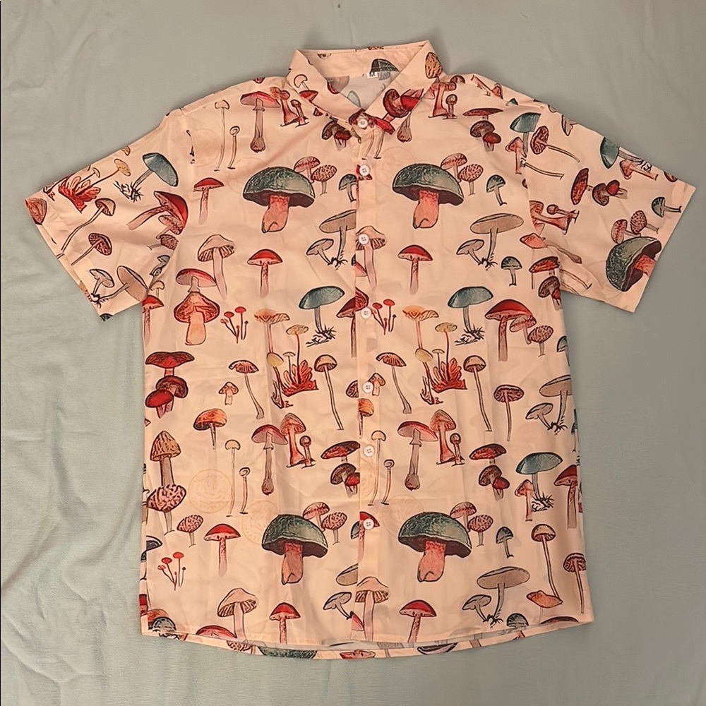 Men's Mushroom Print Shirt - Multicolor